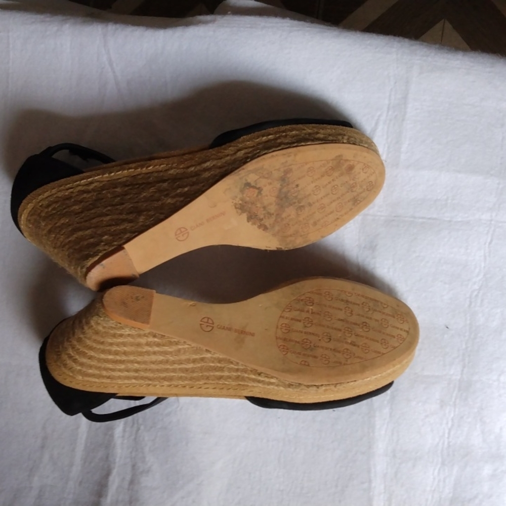 Giani Bernini Black Open-Toe Espadrille Wedge Sandals - Picture 5 of 5